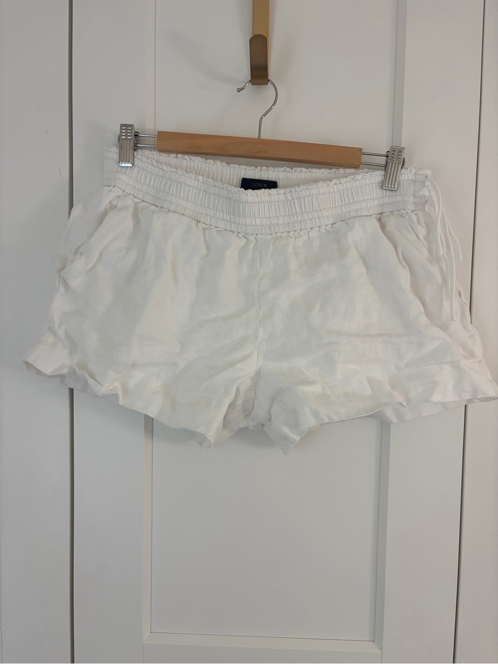 J. Crew White Linen Elastic-Waist Women's Shorts | M